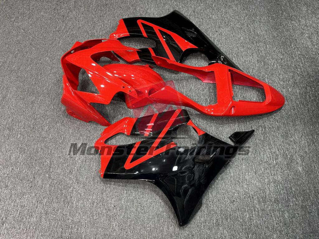 2001 - 2003 Honda CBR600 F4i Gloss Black & Red fairing set - ABS injection, custom painted by Monster Fairings