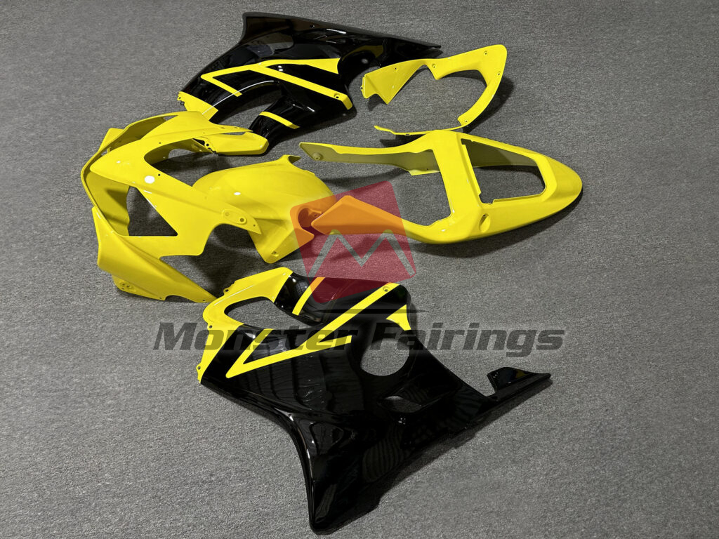2001 - 2003 Honda CBR600 F4i Gloss Yellow & Black fairing set - ABS injection, custom painted by Monster Fairings