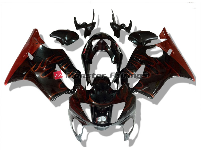 Honda CBR600 F4 1999 - 2000 Red Flame ABS fairings - custom motorcycle bodywork kit by Monster Fairings