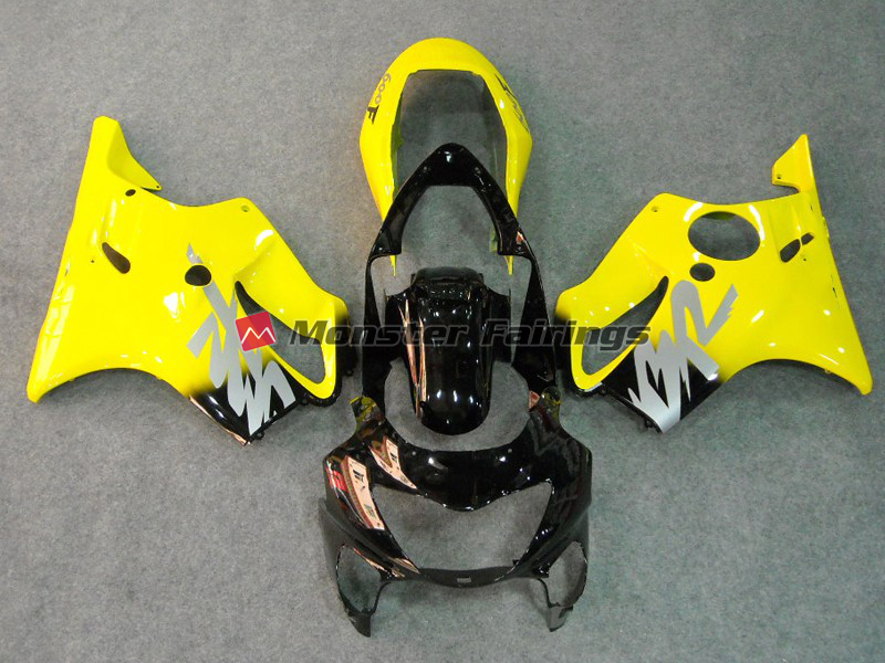 Honda CBR600 F4 1999 - 2000 Yellow Silver Decal ABS fairings - custom motorcycle bodywork kit by Monster Fairings