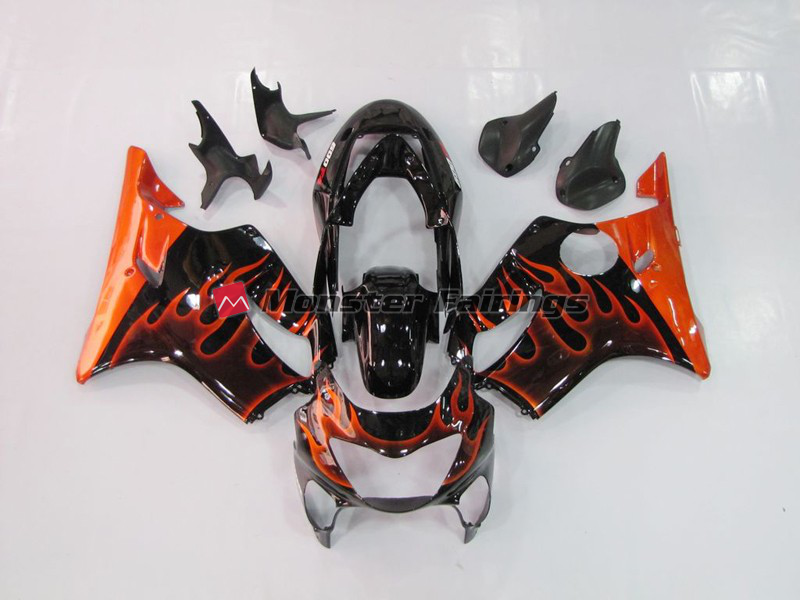 Honda CBR600 F4 1999 - 2000 Orange Flame ABS fairings - custom motorcycle bodywork kit by Monster Fairings