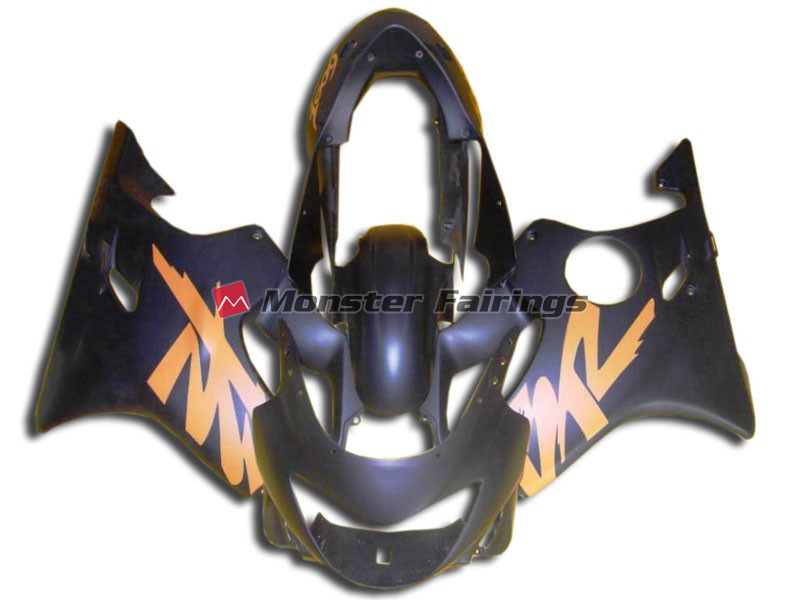Honda CBR600 F4 1999 - 2000 Matte Black Orange ABS fairings - custom motorcycle bodywork kit by Monster Fairings