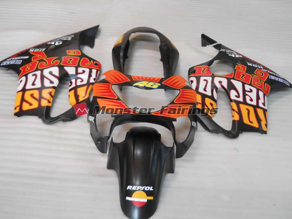 Honda CBR600 F4 1999 - 2000 Matte Orange Black Red ABS fairings - custom motorcycle bodywork kit by Monster Fairings