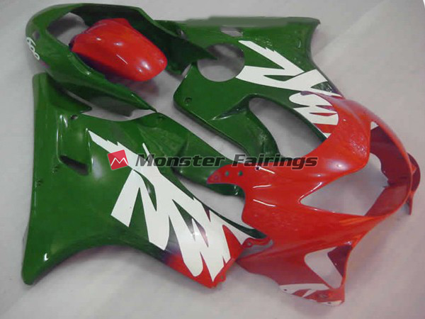 Honda CBR600 F4 1999 - 2000 Green Red White Decal ABS fairings - custom motorcycle bodywork kit by Monster Fairings