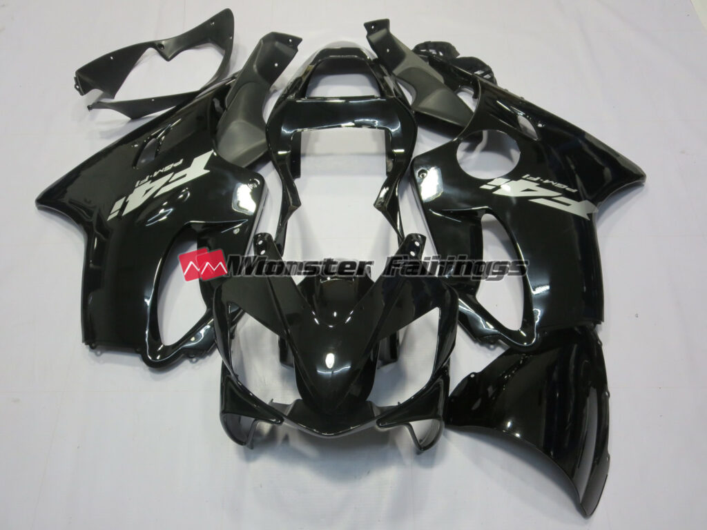 Honda CBR600 F4i 2001 - 2003 Gloss Black Silver Decal ABS fairings - custom motorcycle bodywork kit by Monster Fairings