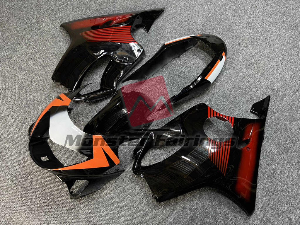 Gloss Black & Red Orange White ABS fairings for Honda CBR600 F4 1999 - 2000 - premium OEM fit kit by Monster Fairings