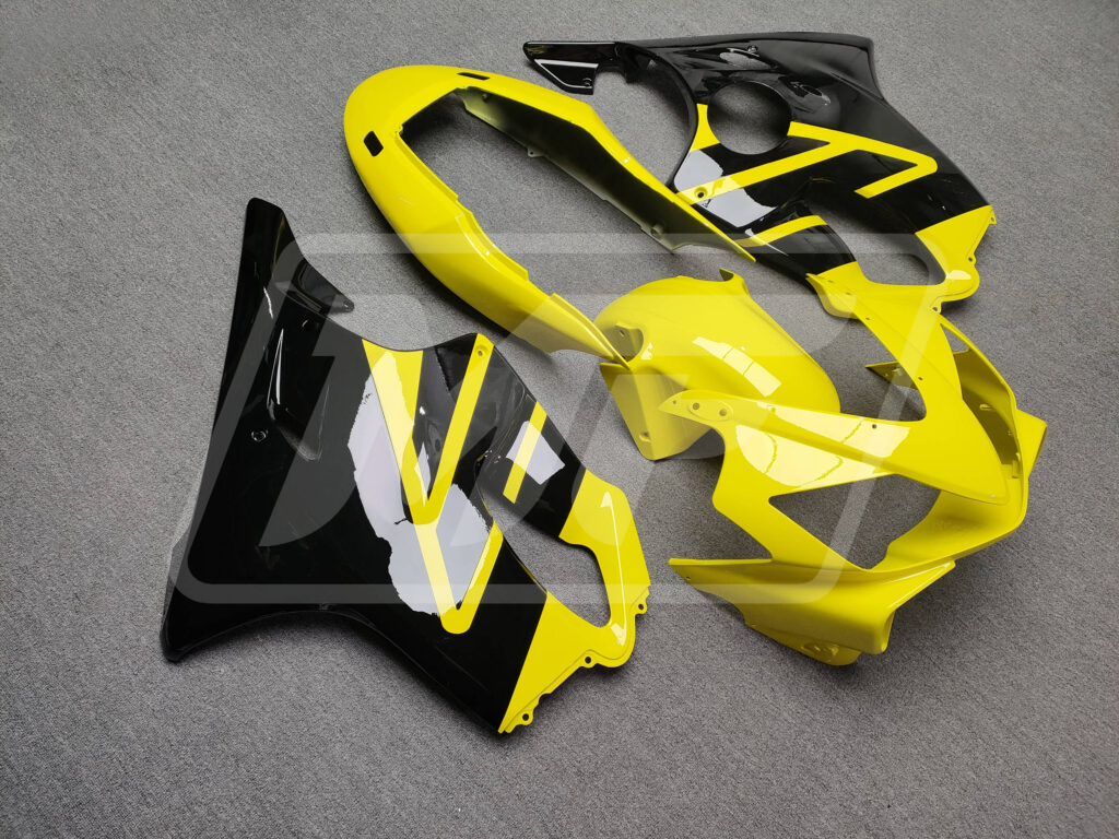 Honda CBR600 F4i custom ABS fairings 2004 - 2007 in Gloss Yellow Black - durable replacement kit, Monster Fairings