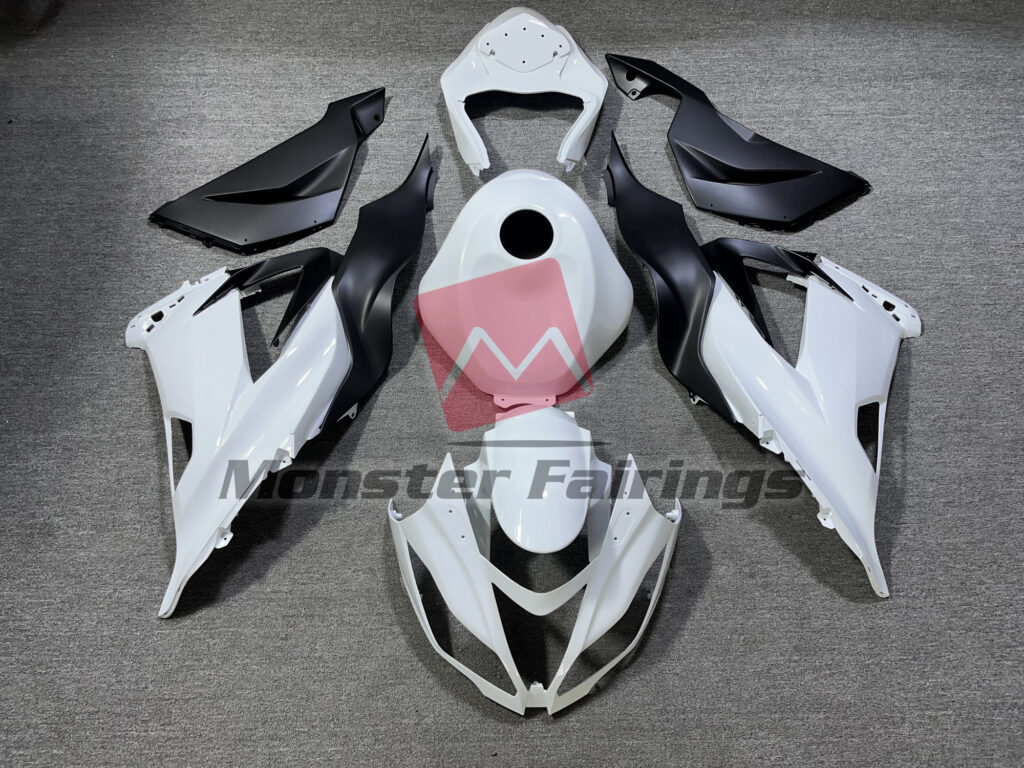 Kawasaki ZX6R 2013 - 2018 Gloss White & Matte Black ABS fairings - custom motorcycle bodywork kit by Monster Fairings