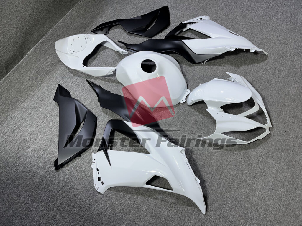 Gloss White & Matte Black ABS fairings for Kawasaki ZX6R 2013 - 2018 - premium OEM fit kit by Monster Fairings