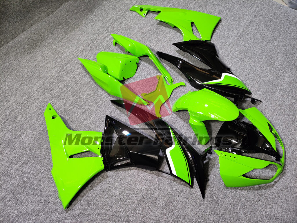 Green Black ABS fairings for Kawasaki ZX6R 2009 - 2012 - premium OEM fit kit by Monster Fairings