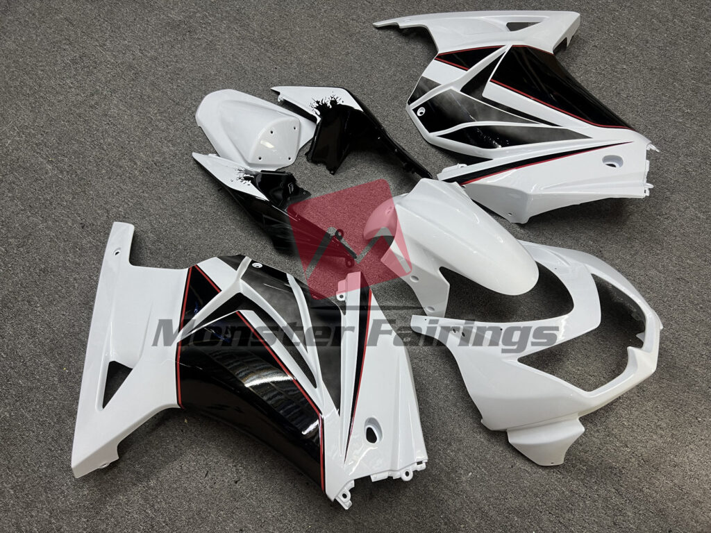 White Black ABS fairings for Kawasaki Ninja 250 2008 - 2013 - premium OEM fit kit by Monster Fairings