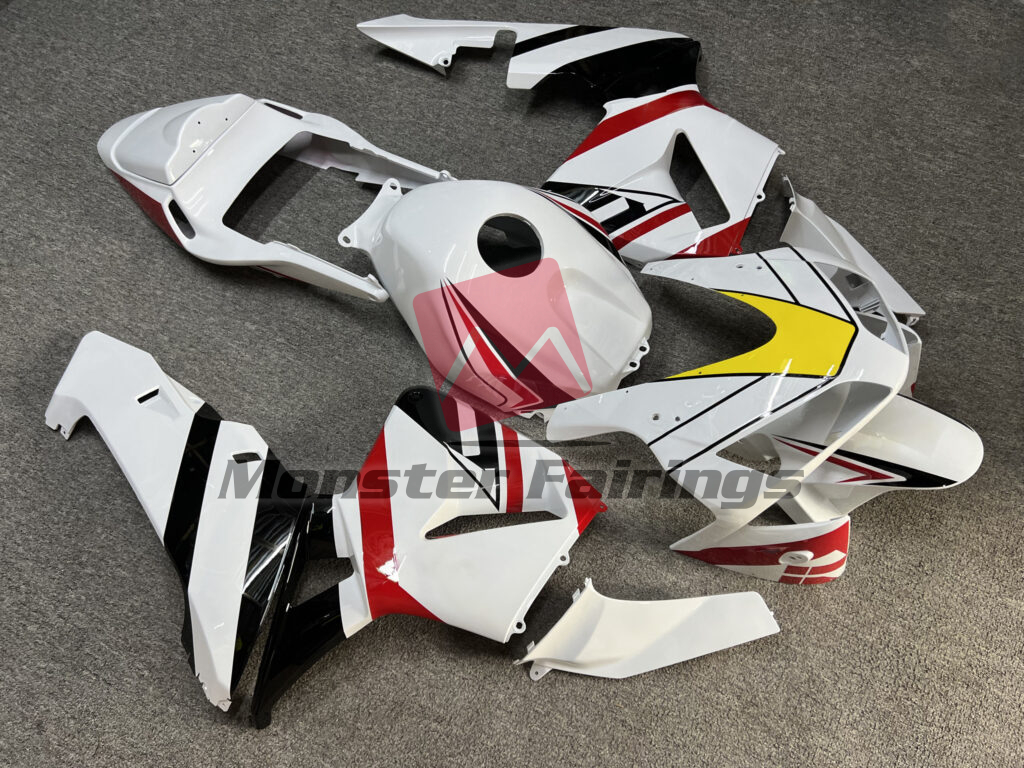Honda CBR600RR custom ABS fairings 2003 - 2004 in Gloss White & Black With Red - durable replacement kit, Monster Fairings