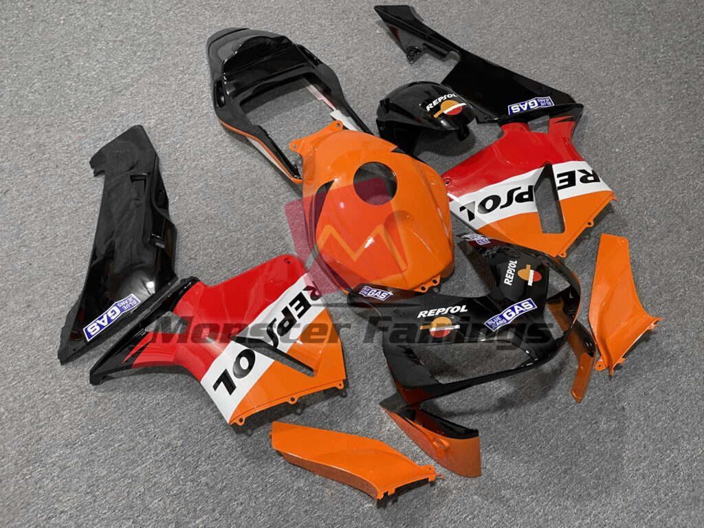 Honda CBR600RR custom ABS fairings 2003 - 2004 in Gloss Classic Repsol 2 - durable replacement kit, Monster Fairings
