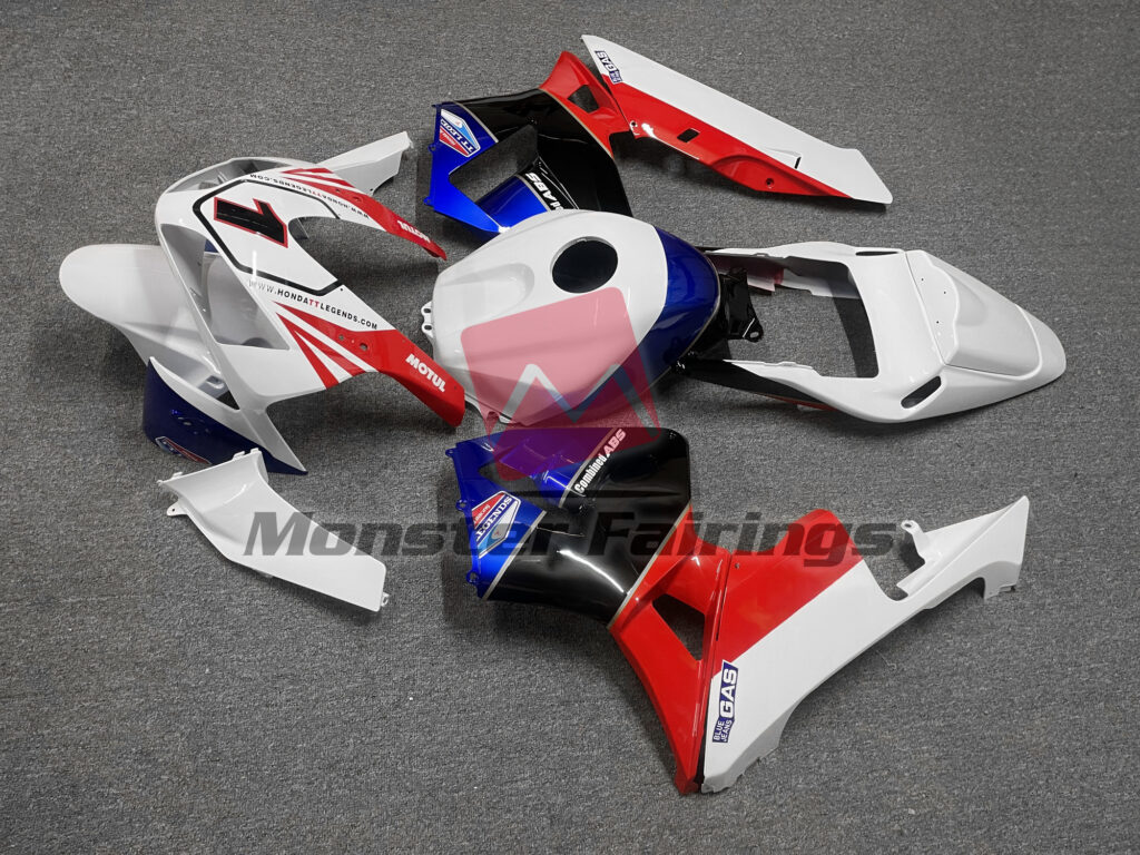 Honda CBR600RR custom ABS fairings 2003 - 2004 in Gloss White Red Black & Blue - durable replacement kit, Monster Fairings