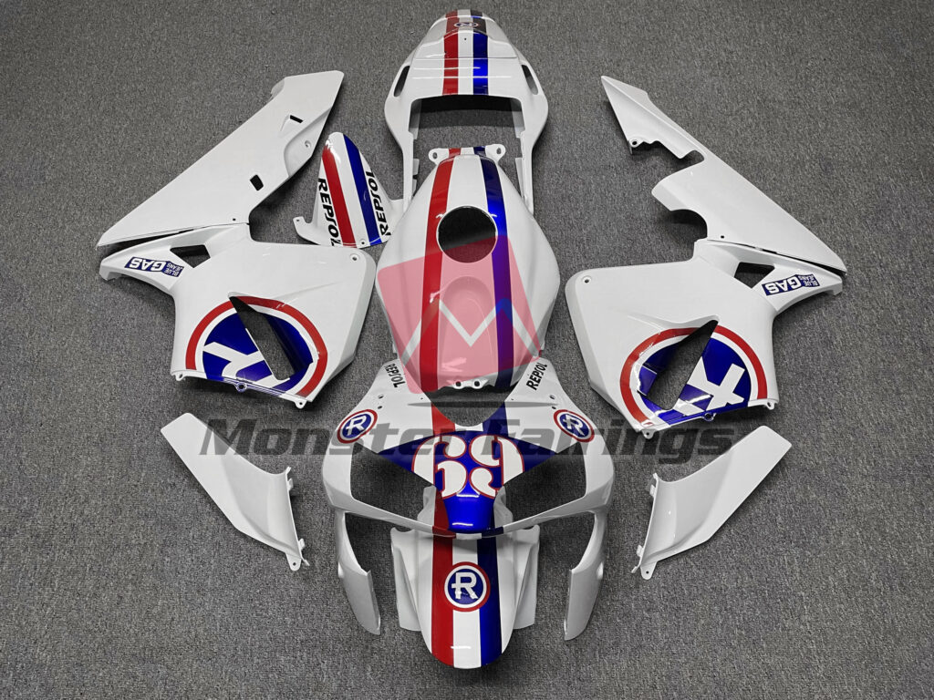 Honda CBR600RR 2003 - 2004 Gloss Repsol 69 ABS fairings - custom motorcycle bodywork kit by Monster Fairings