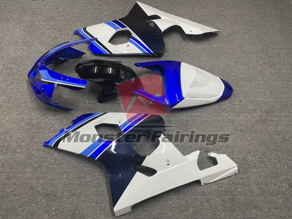 Suzuki GSXR custom ABS fairings 2004 - 2005 in Light Blue White and Black - durable replacement kit, Monster Fairings