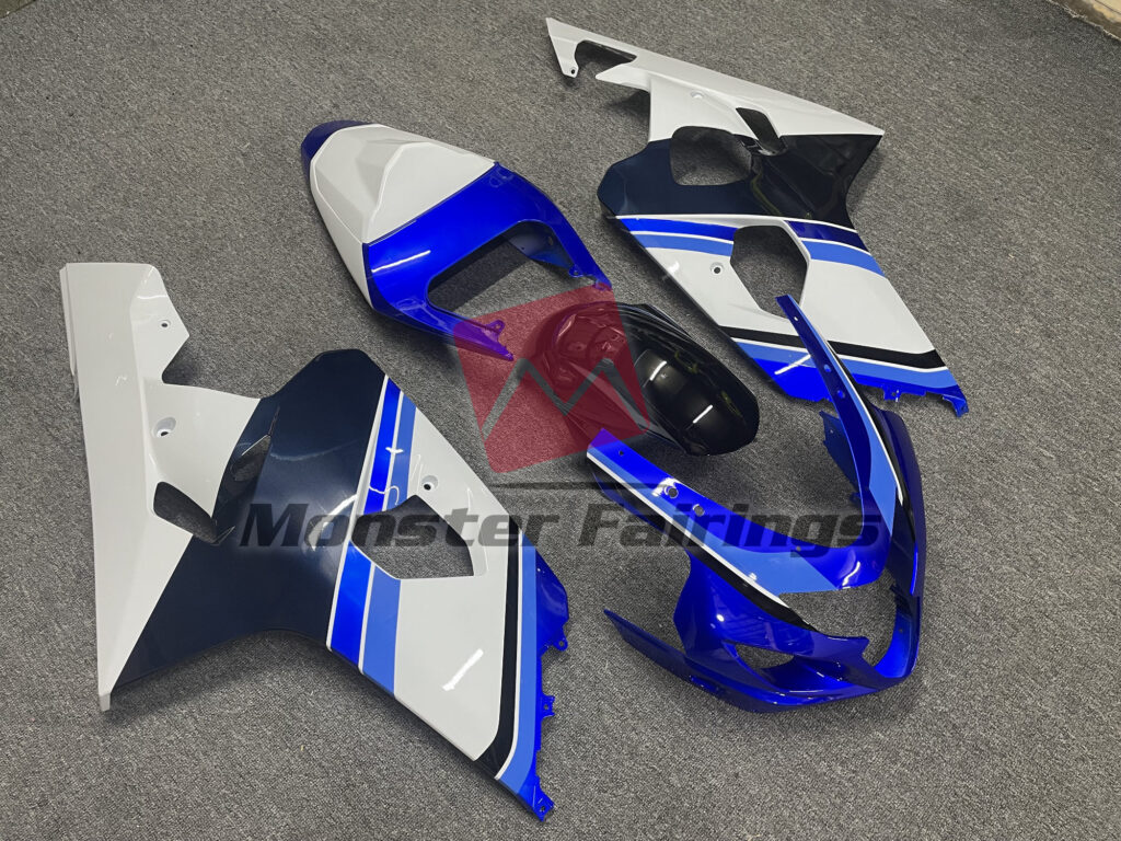 2004 - 2005 Suzuki GSXR Light Blue White and Black fairing set - ABS injection, custom painted by Monster Fairings