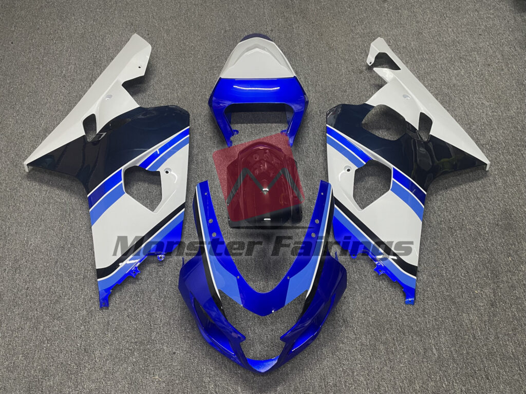 Suzuki GSXR 600 - 750 2004 - 2005 Light Blue White and Black ABS fairings - custom motorcycle bodywork kit by Monster Fairings