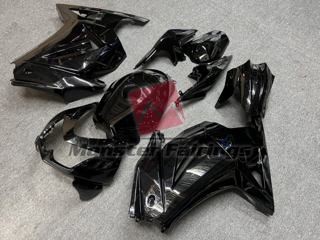 Kawasaki Ninja 250 custom ABS fairings 2008 - 2013 in Black Gloss - durable replacement kit, Monster Fairings