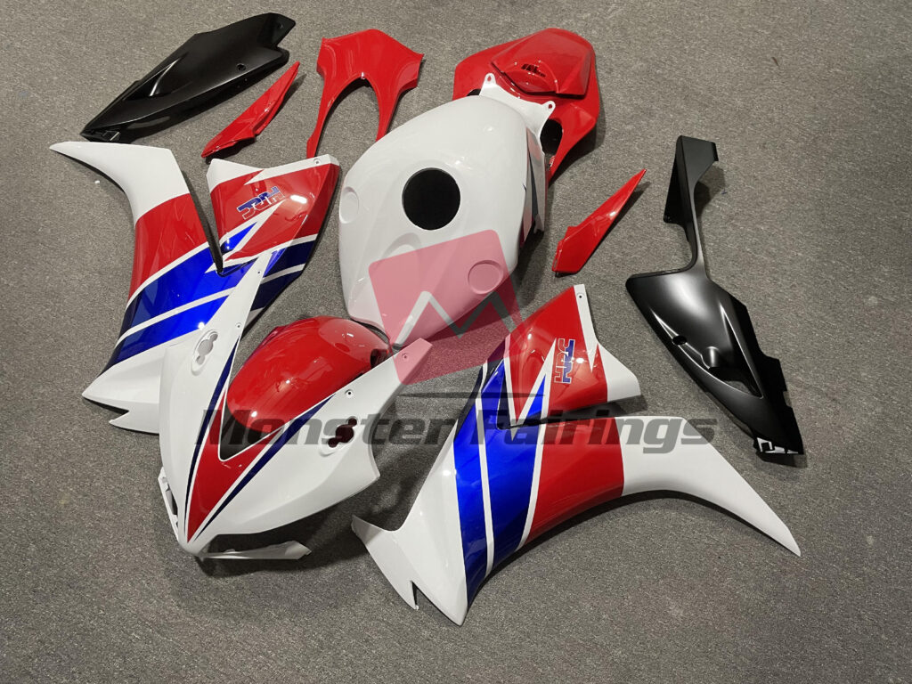 Honda CBR1000RR custom ABS fairings 2012 - 2016 in White Red and Blue - durable replacement kit, Monster Fairings