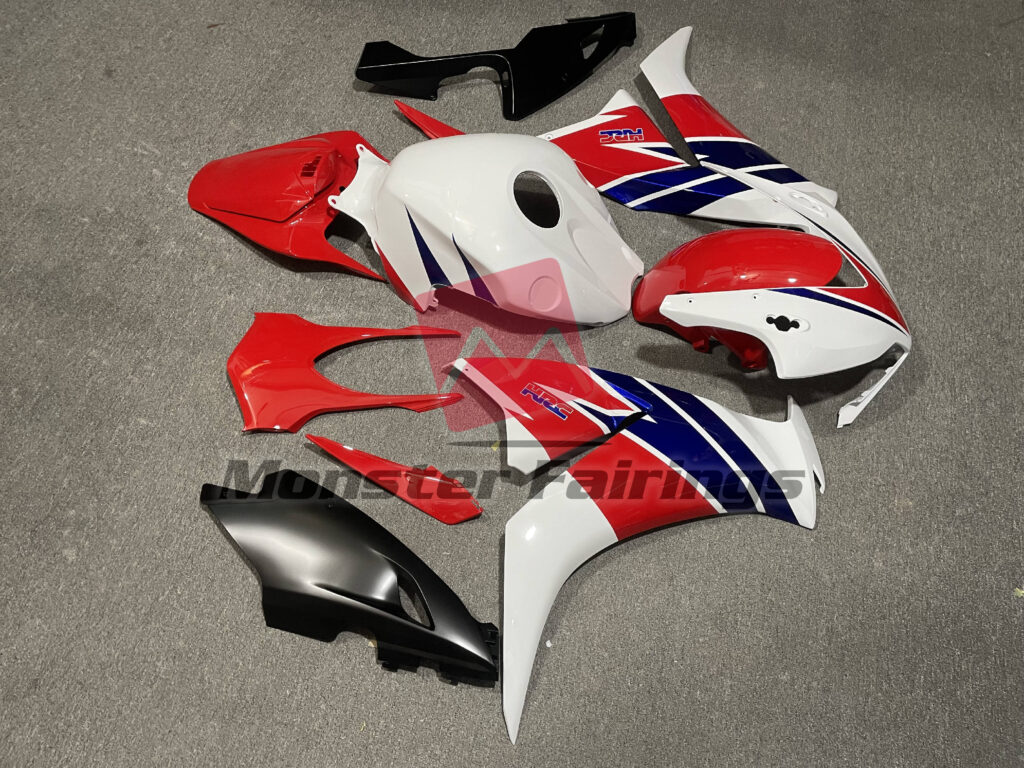 2012 - 2016 Honda CBR1000RR White Red and Blue fairing set - ABS injection, custom painted by Monster Fairings