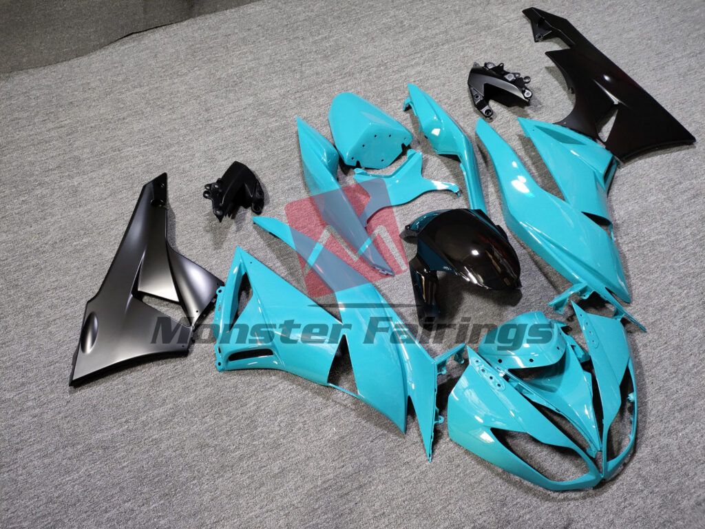 Kawasaki ZX6R custom ABS fairings 2009 - 2012 in Blue - durable replacement kit, Monster Fairings