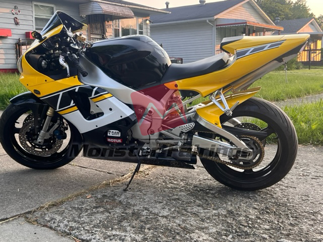 Monster Fairings ABS fairing kit for Yamaha R1 2000 - 2001 - Gloss Yellow & Black with White, precise OEM fit