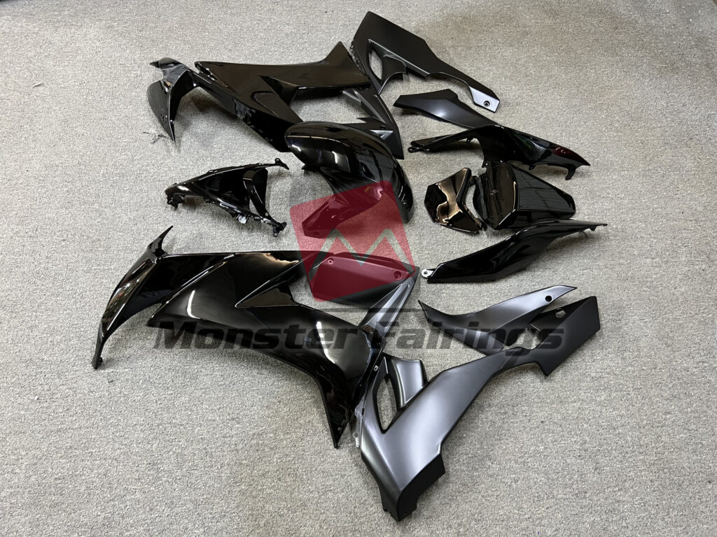 2008 - 2010 Kawasaki ZX10R Gloss Black fairing set - ABS injection, custom painted by Monster Fairings