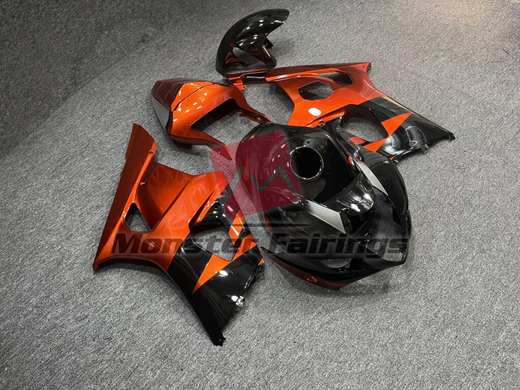 Suzuki GSXR 1000 custom ABS fairings 2003 - 2004 in Gloss Burnt Orange & Black - durable replacement kit, Monster Fairings