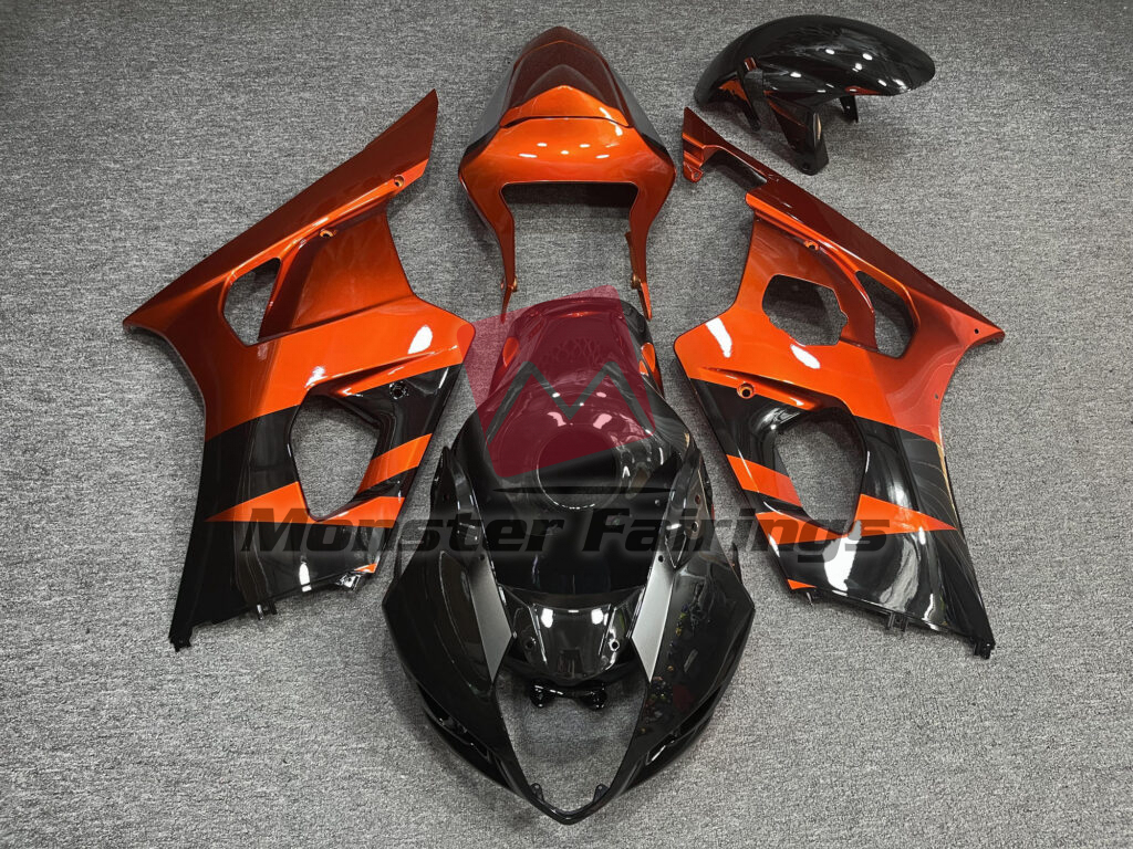 Suzuki GSXR 1000 2003 - 2004 Gloss Burnt Orange & Black ABS fairings - custom motorcycle bodywork kit by Monster Fairings