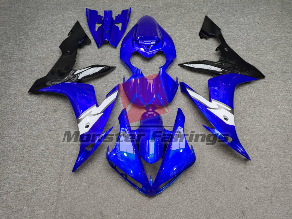 Yamaha R1 2004 - 2006 Gloss Blue With Black & White ABS fairings - custom motorcycle bodywork kit by Monster Fairings