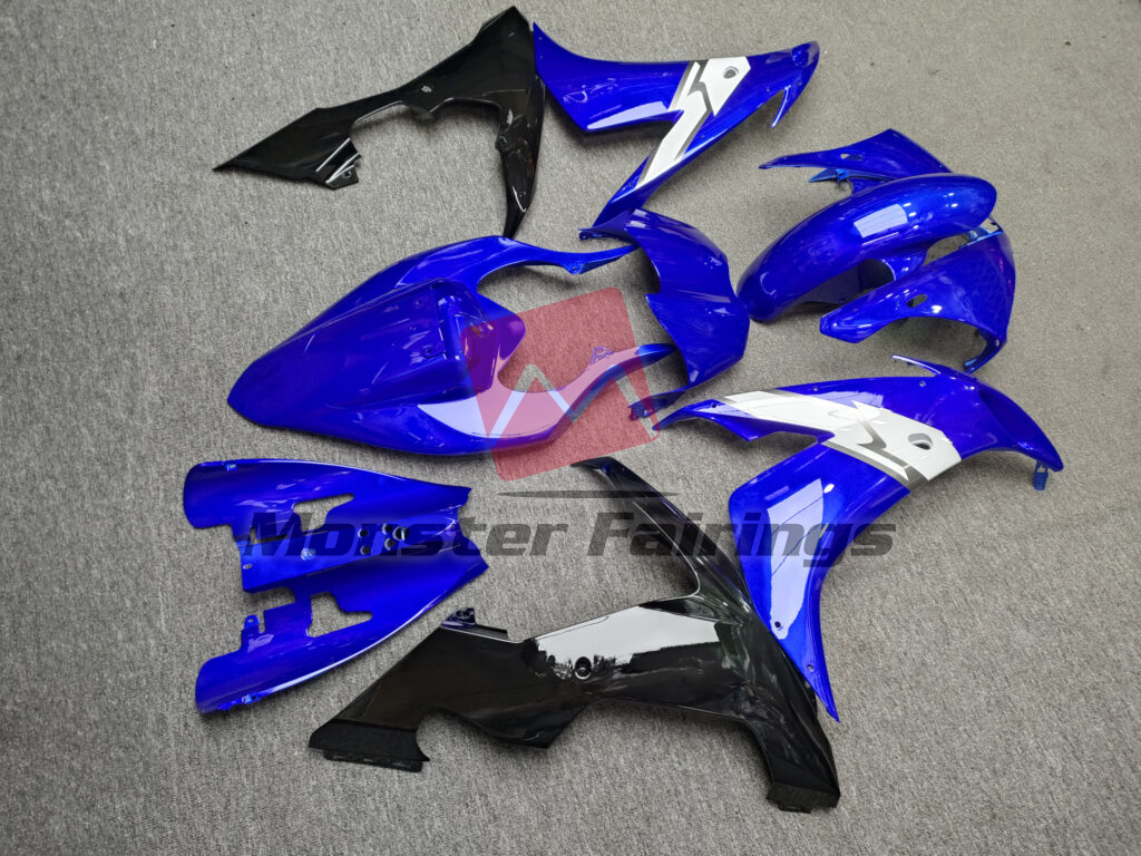 2004 - 2006 Yamaha R1 Gloss Blue With Black & White fairing set - ABS injection, custom painted by Monster Fairings
