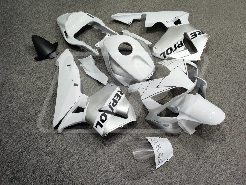 Monster Fairings ABS fairing kit for Honda CBR600RR 2003 - 2004 - Gloss White & Silver Repsol, precise OEM fit