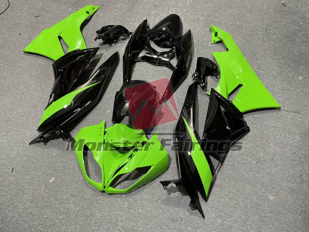Green Black ABS fairings for Kawasaki ZX6R 2009 - 2012 - premium OEM fit kit by Monster Fairings