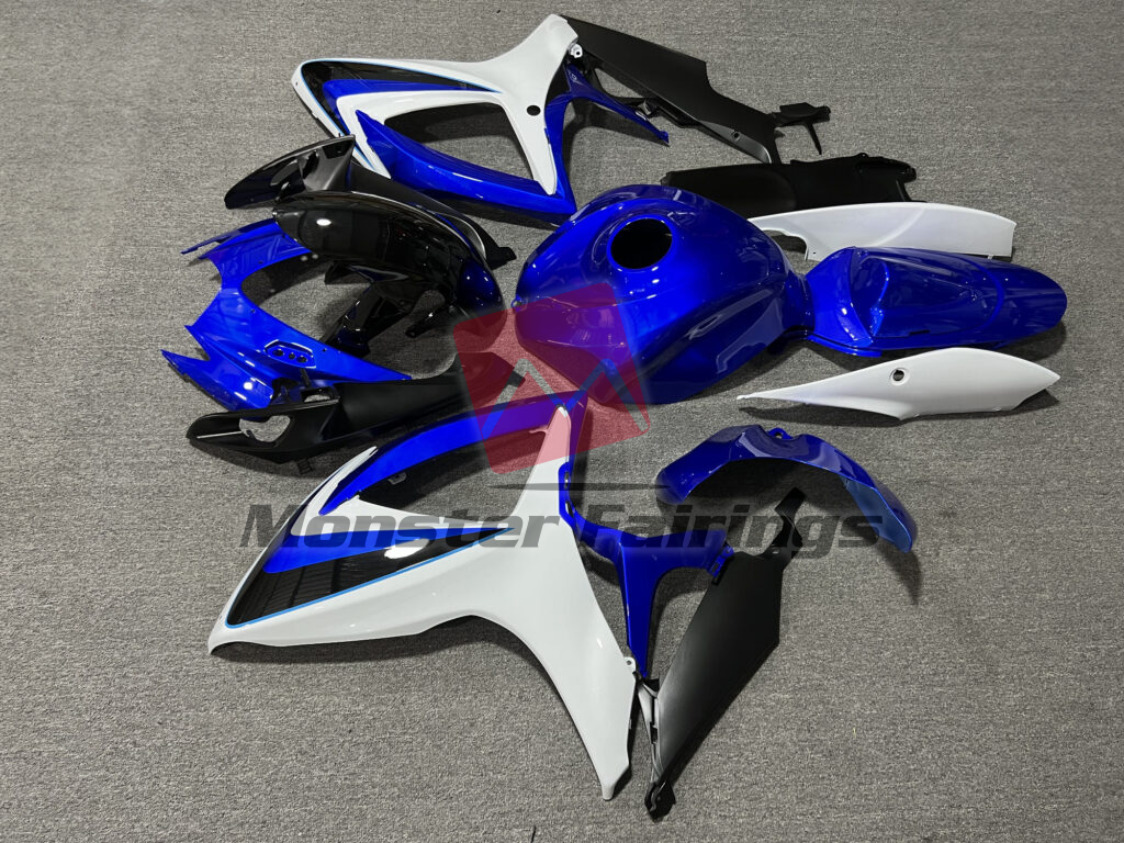 2006 - 2007 Suzuki GSXR Gloss Blue & White With Black fairing set - ABS injection, custom painted by Monster Fairings