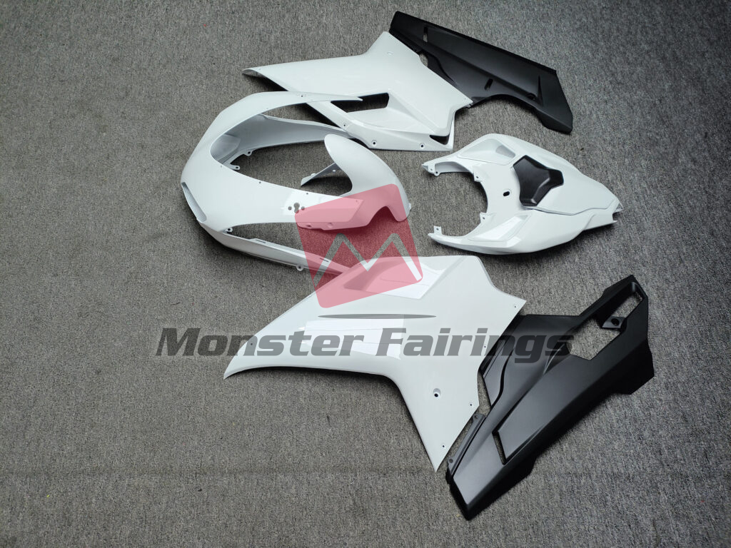 2007 - 2012 Ducati 848 1098 1198 Gloss White & Matte Black fairing set - ABS injection, custom painted by Monster Fairings