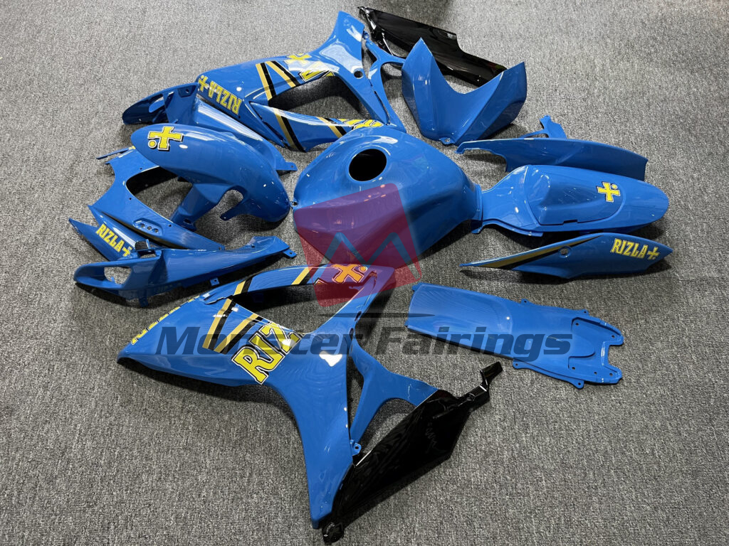 2006 - 2007 Suzuki GSXR Gloss Light Blue & Black Rizla fairing set - ABS injection, custom painted by Monster Fairings