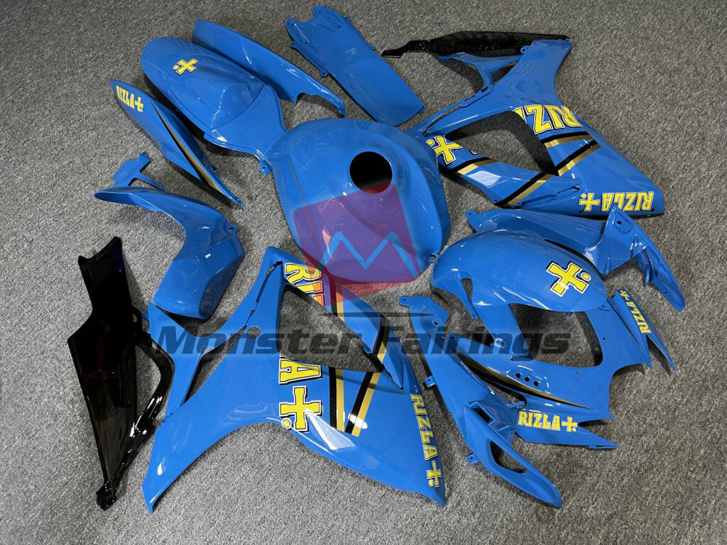 Gloss Light Blue & Black Rizla ABS fairings for Suzuki GSXR 600 - 750 2006 - 2007 - premium OEM fit kit by Monster Fairings