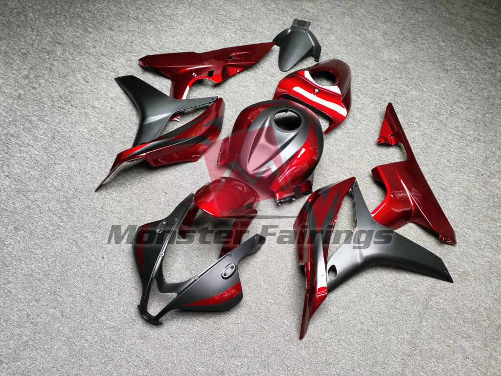 Honda CBR600RR custom ABS fairings 2007 - 2008 in Gloss Candy Red & Matte Black - durable replacement kit, Monster Fairings