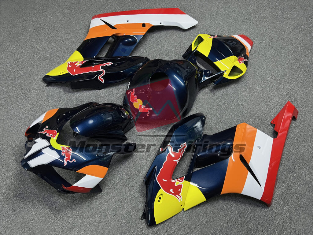 Gloss Dark Blue with Orange & White Bull ABS fairings for Honda CBR1000RR 2004 - 2005 - premium OEM fit kit by Monster Fairings