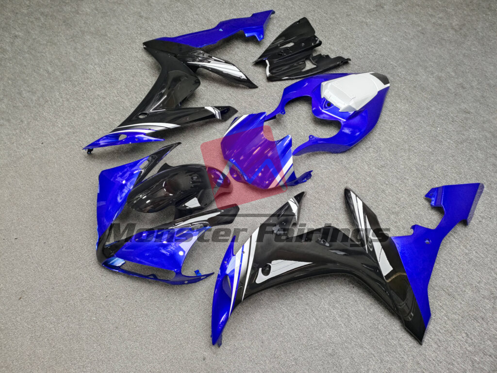Yamaha R1 custom ABS fairings 2004 - 2006 in Gloss Blue, Black & Silver with White - durable replacement kit, Monster Fairings