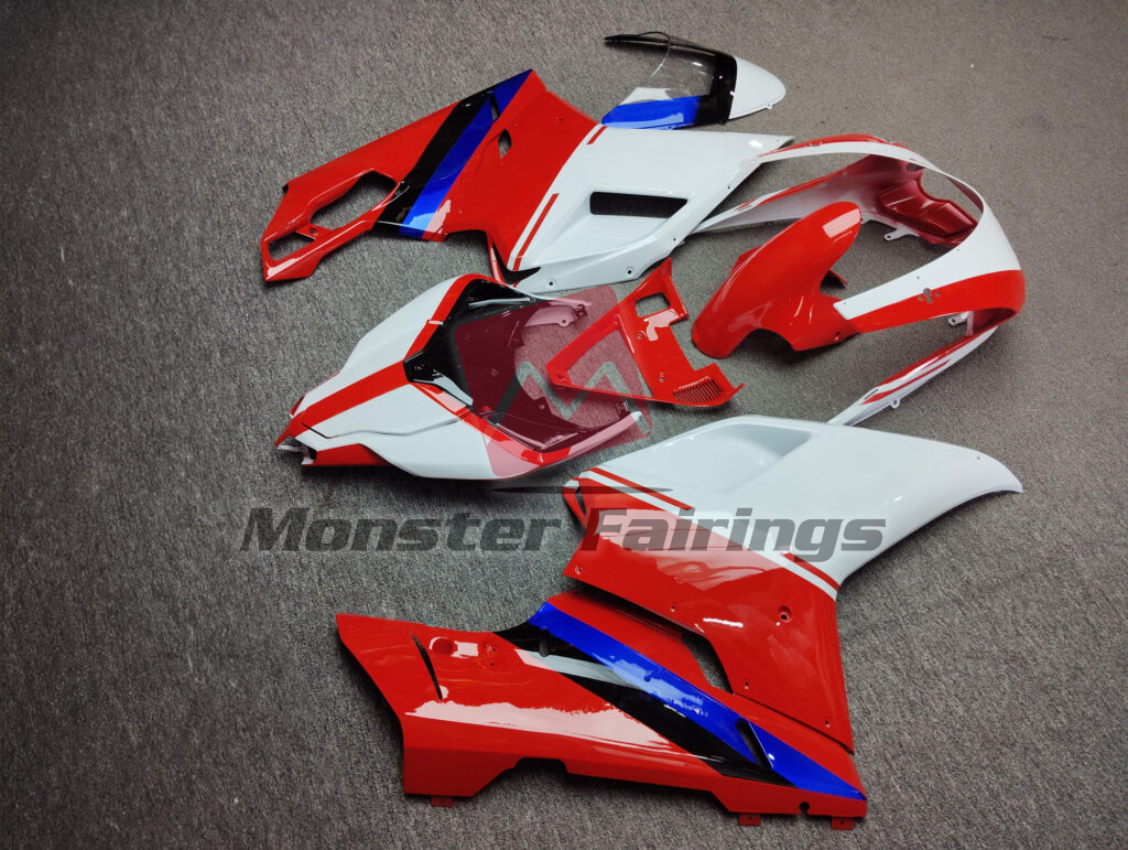 2007 - 2012 Ducati 848 1098 1198 Gloss White & Red with Black fairing set - ABS injection, custom painted by Monster Fairings