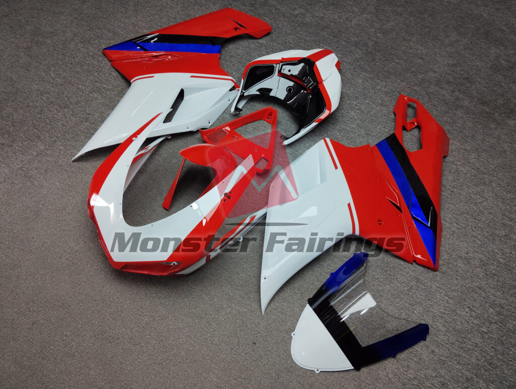 Gloss White & Red with Black ABS fairings for Ducati 848 1098 1198 2007 - 2012 - premium OEM fit kit by Monster Fairings