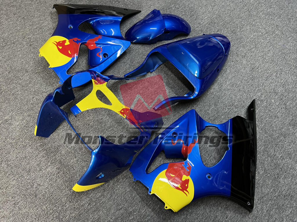 Gloss Blue & Black Yellow The Bull ABS fairings for Kawasaki ZX6R 2000 - 2002 - premium OEM fit kit by Monster Fairings
