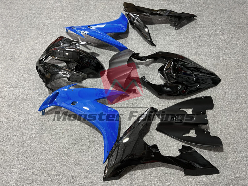 2004 - 2006 Yamaha R1 Gloss Black with Blue fairing set - ABS injection, custom painted by Monster Fairings