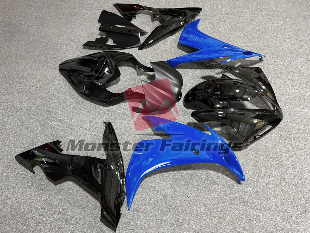 Yamaha R1 custom ABS fairings 2004 - 2006 in Gloss Black with Blue - durable replacement kit, Monster Fairings