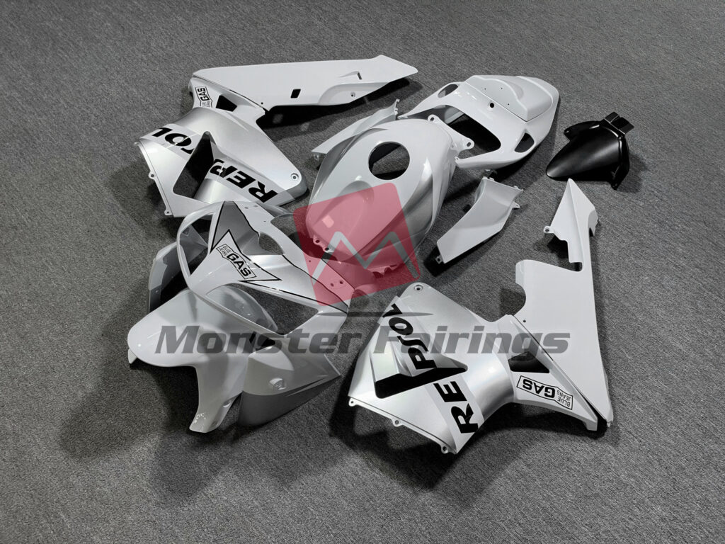 Gloss White & Silver Repsol ABS fairings for Honda CBR600RR 2005 - 2006 - premium OEM fit kit by Monster Fairings