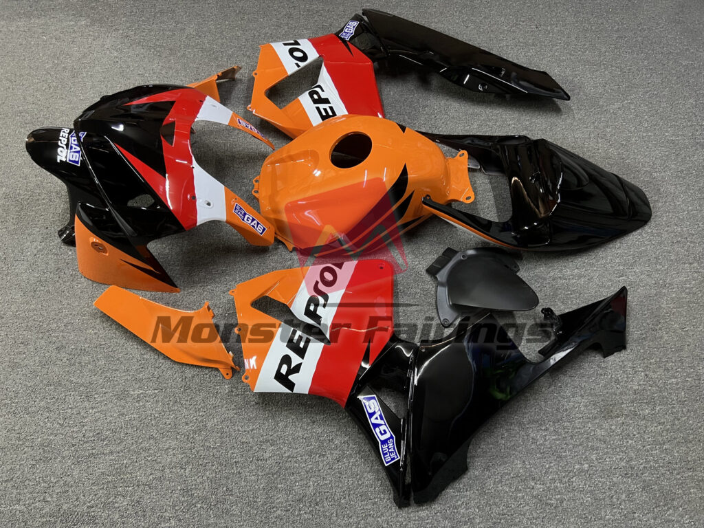 Honda CBR600RR custom ABS fairings 2005 - 2006 in Gloss Classic Repsol - durable replacement kit, Monster Fairings