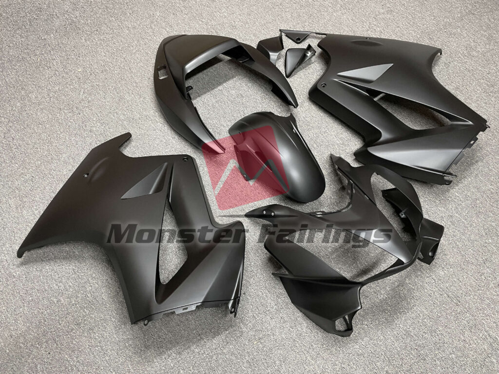 2002 - 2012 Honda VFR800 Matte Black fairing set - ABS injection, custom painted by Monster Fairings