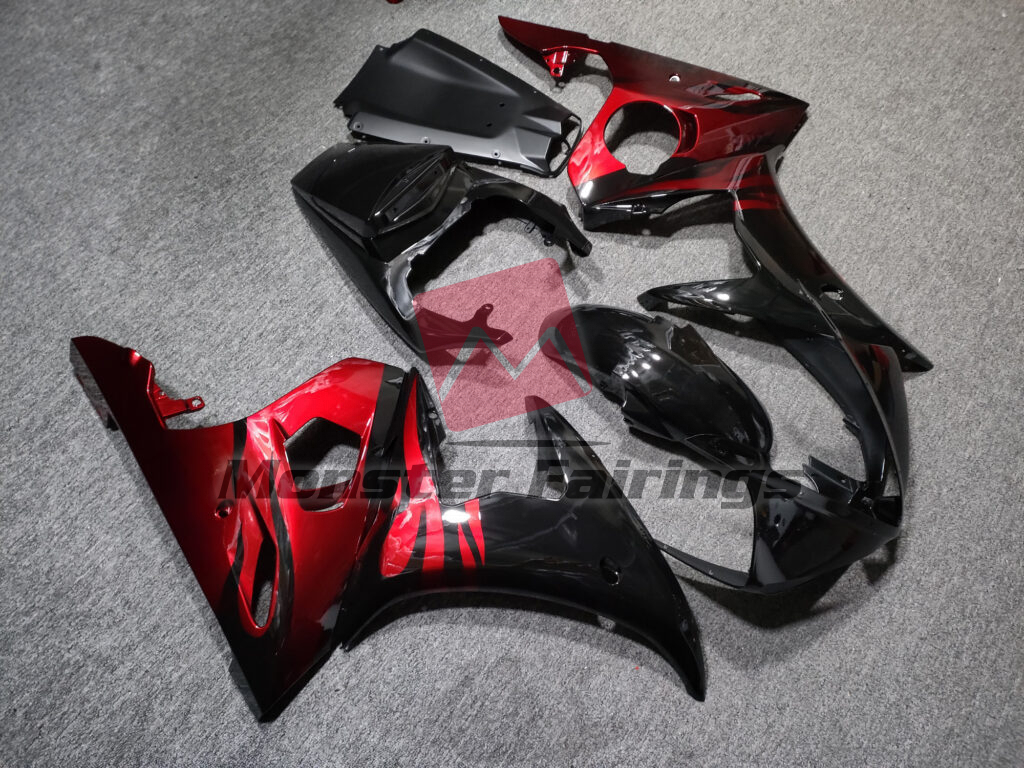 Gloss Black & Red ABS fairings for Yamaha R6 2003 - 2004 - premium OEM fit kit by Monster Fairings